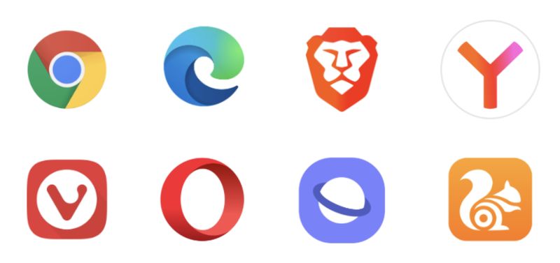 Logos of various Chromium browsers.